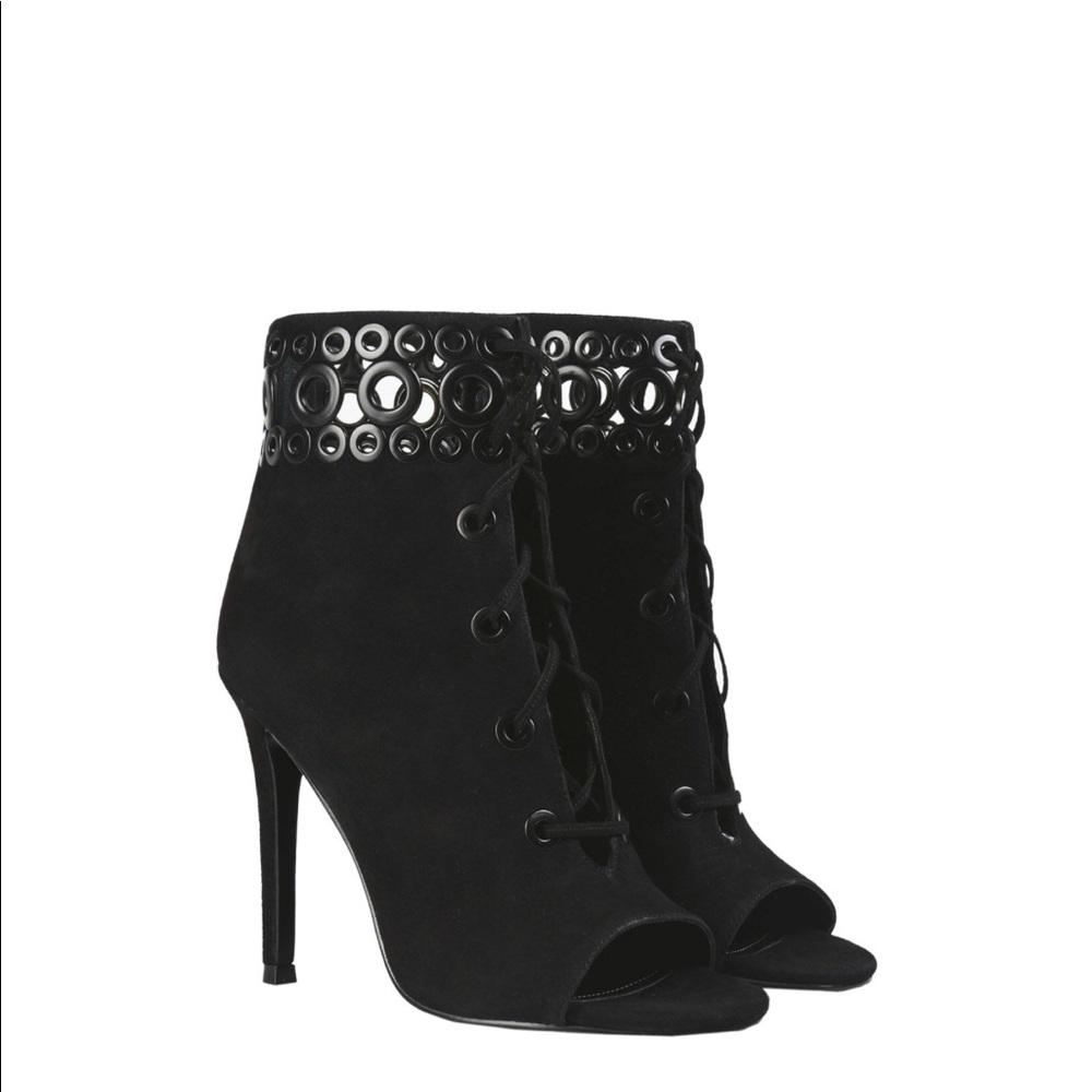 Kendall + Kylie Black Suede Leather Booties Sz 7.5 - Picture 1 of 4